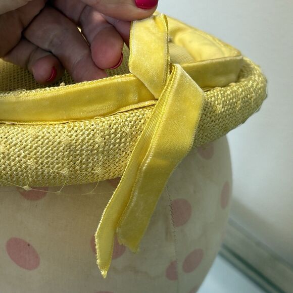 Roberta Bernays Hat Womens Yellow Antique Vintage Lace Top Round - Picture 5 of 11